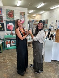 Kimmie and Dayna, owners of Moon Over Water gallery in Rockport, Texas