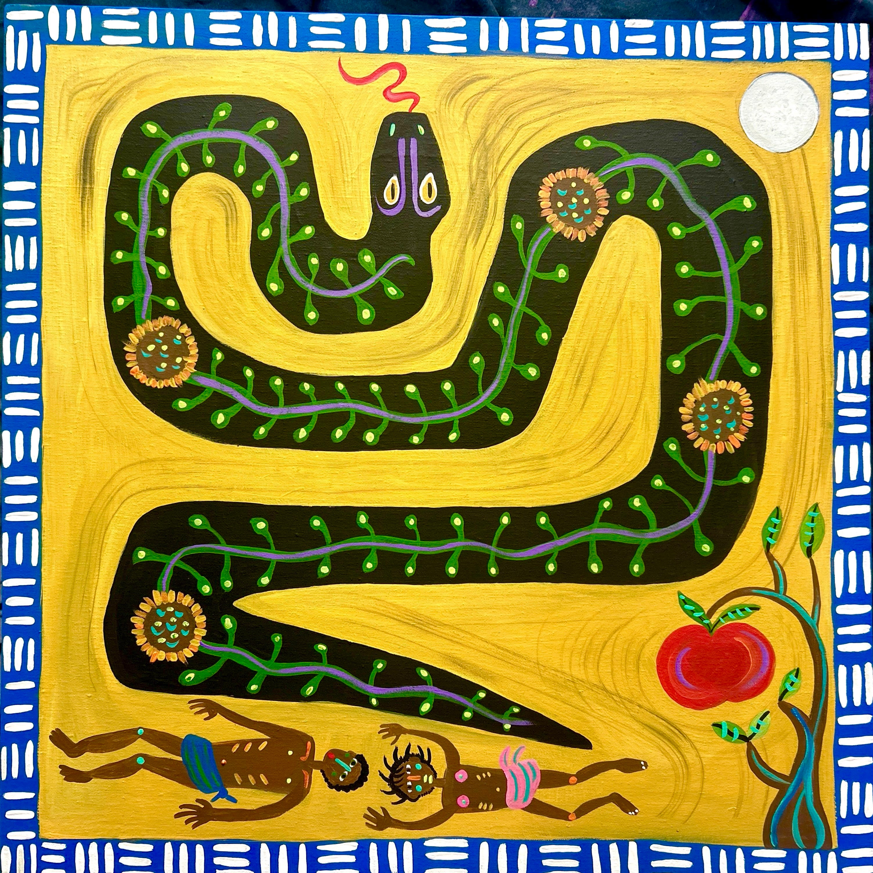 Folk art canvas painting by Robbin Robertson