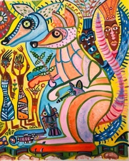 Folk art canvas painting by Robbin Robertson