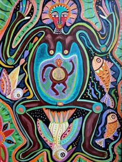 Folk art canvas painting by Robbin Robertson