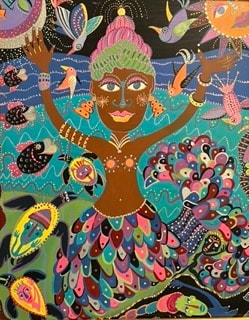 Folk art canvas painting by Robbin Robertson