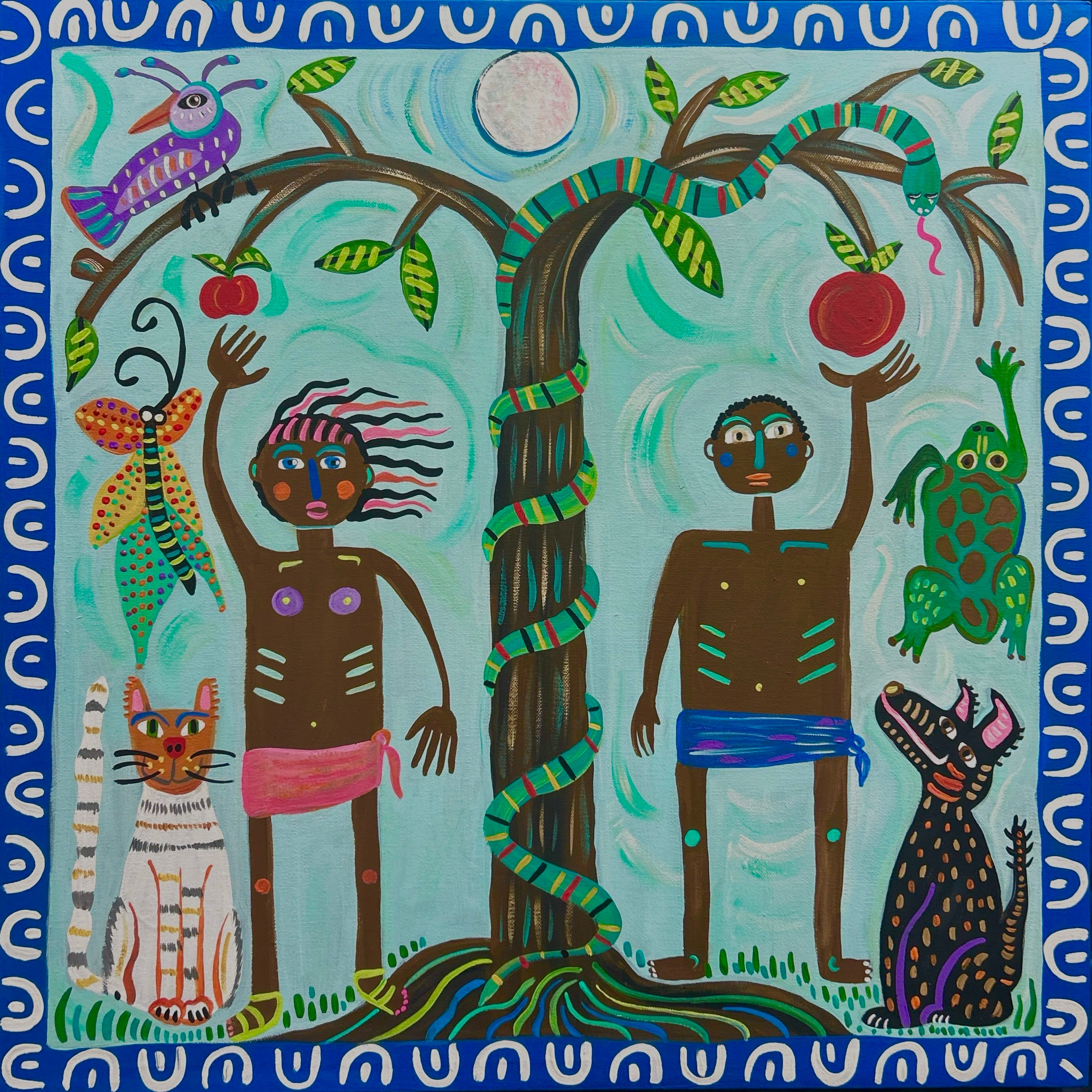 Folk art canvas painting by Robbin Robertson