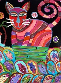 Folk art canvas painting by Robbin Robertson