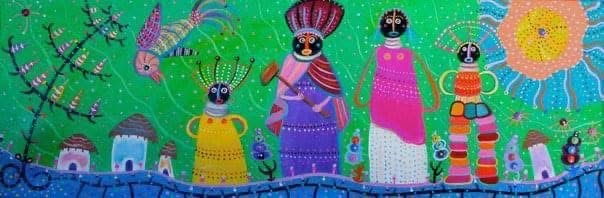 Folk art canvas painting by Robbin Robertson