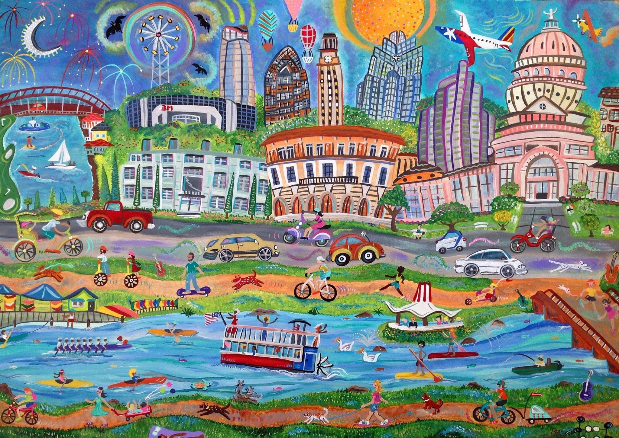Folk art canvas painting by Robbin Robertson