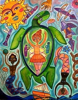 Folk art canvas painting by Robbin Robertson