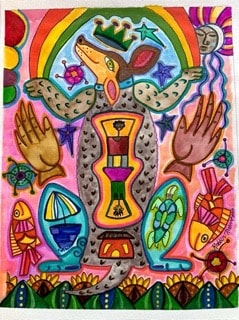Folk art canvas painting by Robbin Robertson