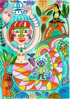 Folk art canvas painting by Robbin Robertson